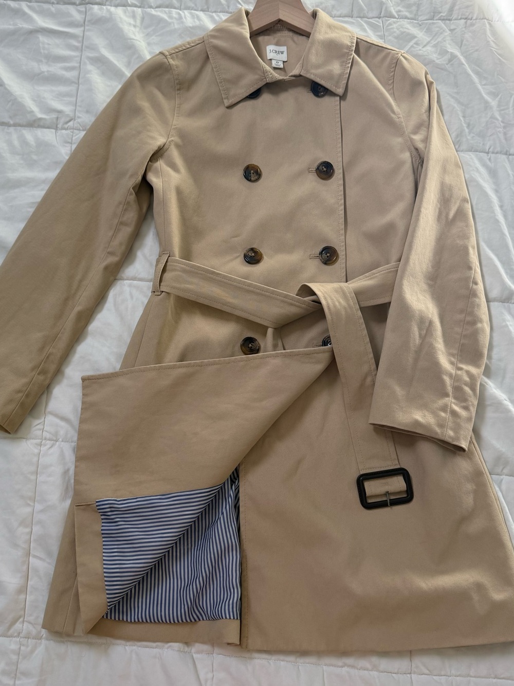 XS J. Crew Double-Breasted Trench Coat in Beige - Picture 3 of 16